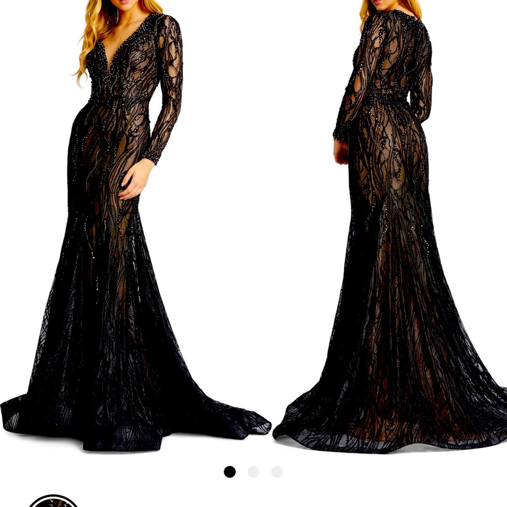 Mac Duggal Beaded Black Dress